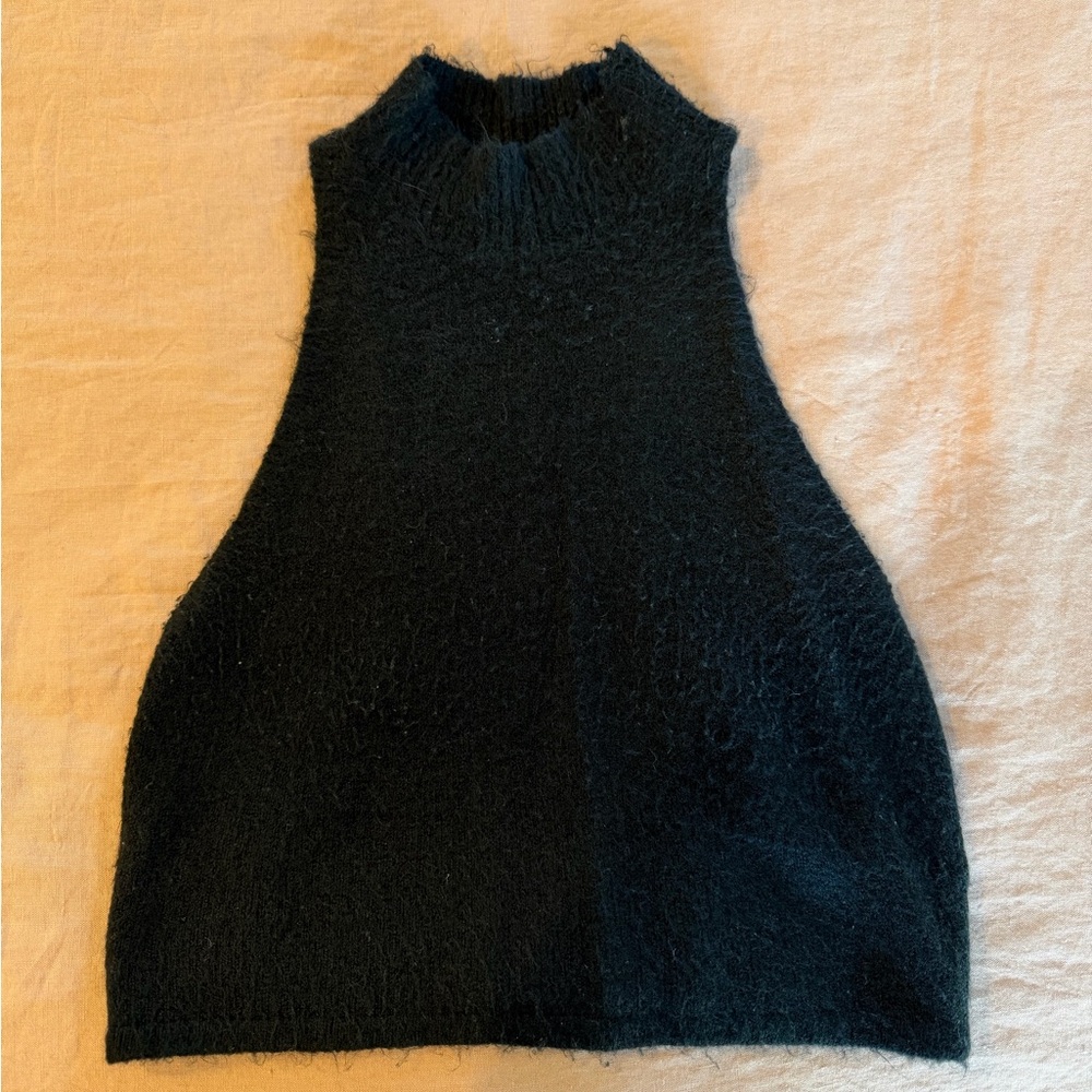 Black Sleeveless Knit fuzzy Top